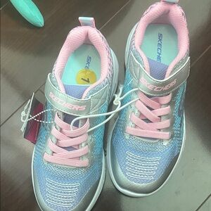 Skechers Kids' Silver and Pink Sneakers